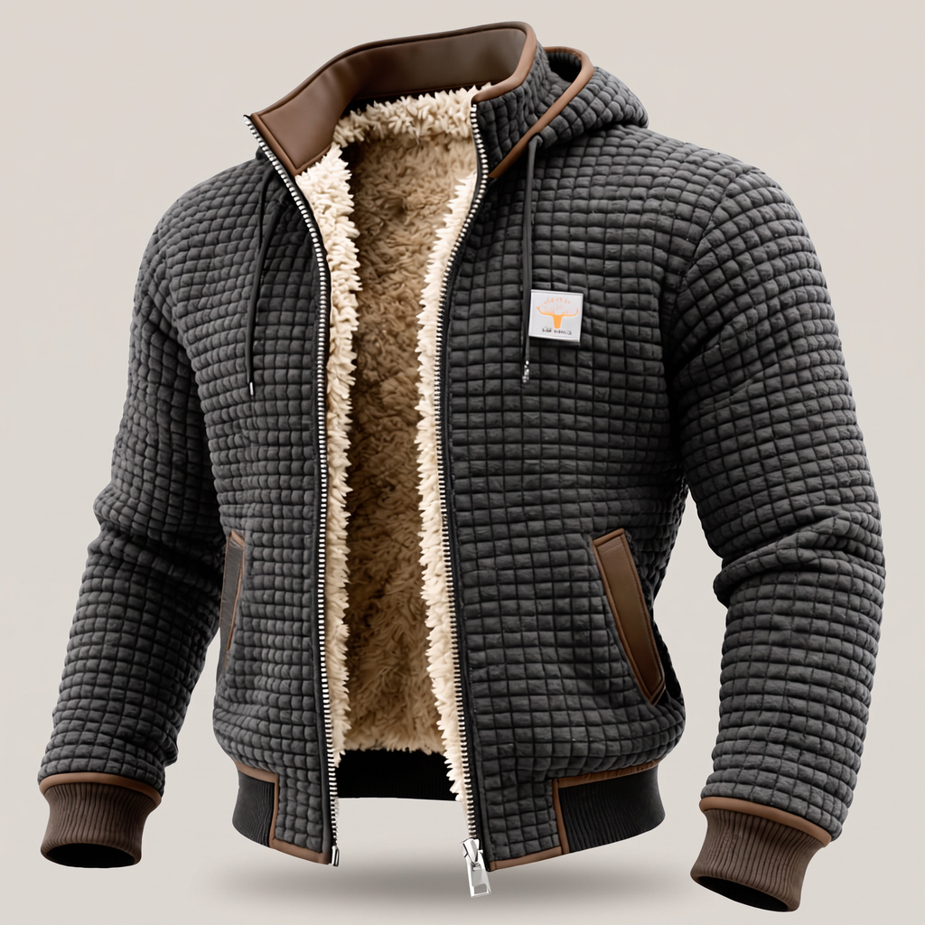 Elijah | Quilted Full-Zip Hooded Mens Fleece Jacket