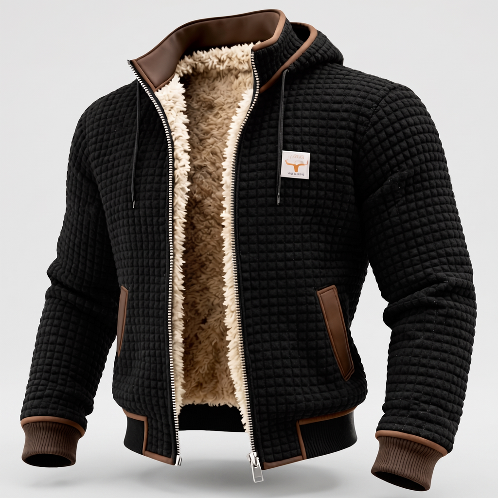 Elijah | Quilted Full-Zip Hooded Mens Fleece Jacket