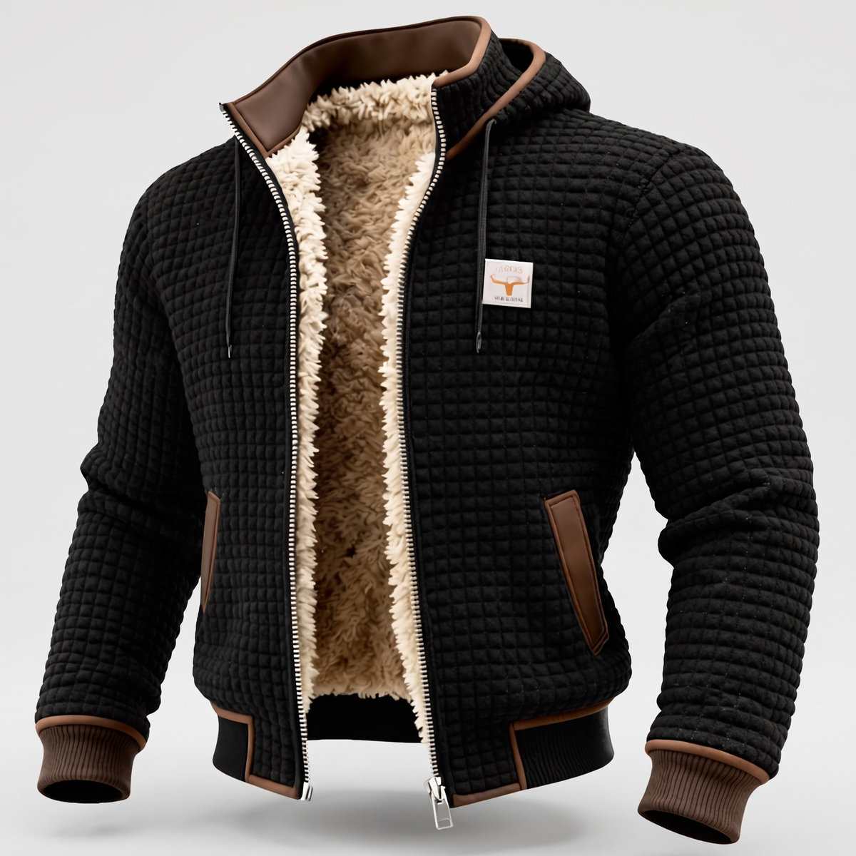 Elijah | Quilted Full-Zip Hooded Mens Fleece Jacket