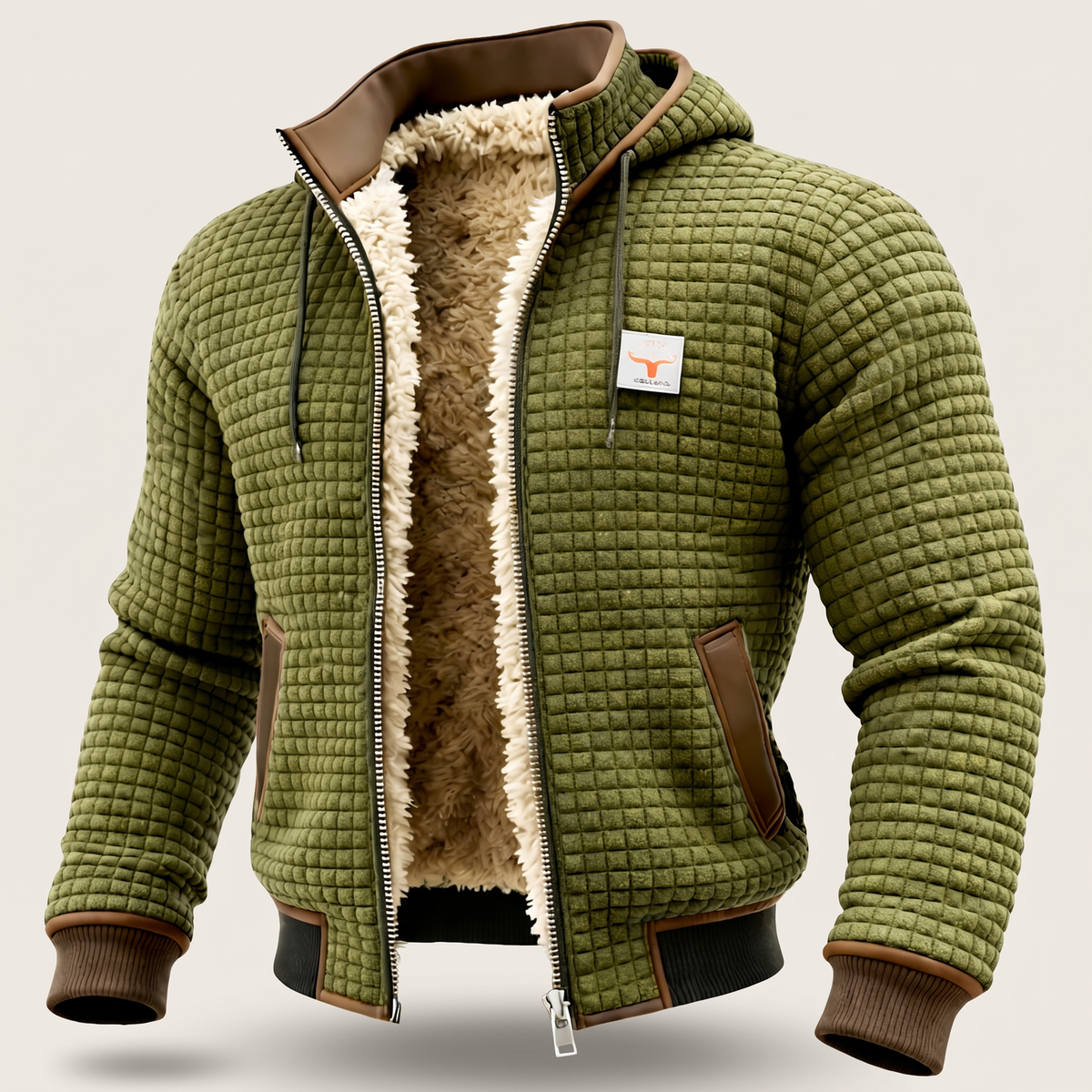 Elijah | Quilted Full-Zip Hooded Mens Fleece Jacket