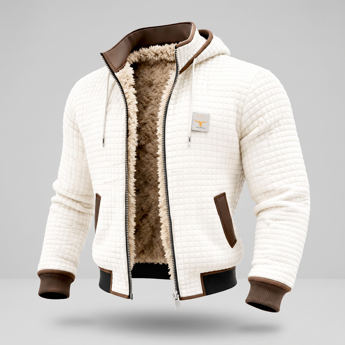 Elijah | Quilted Full-Zip Hooded Mens Fleece Jacket