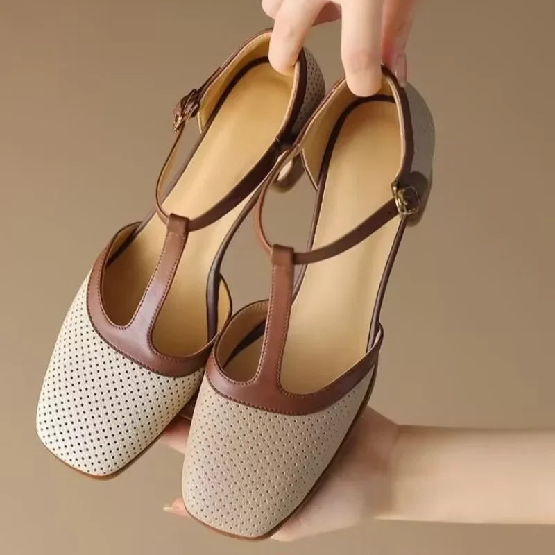 Eliza | Cosy Perforated T-Strap Mary Jane Shoes