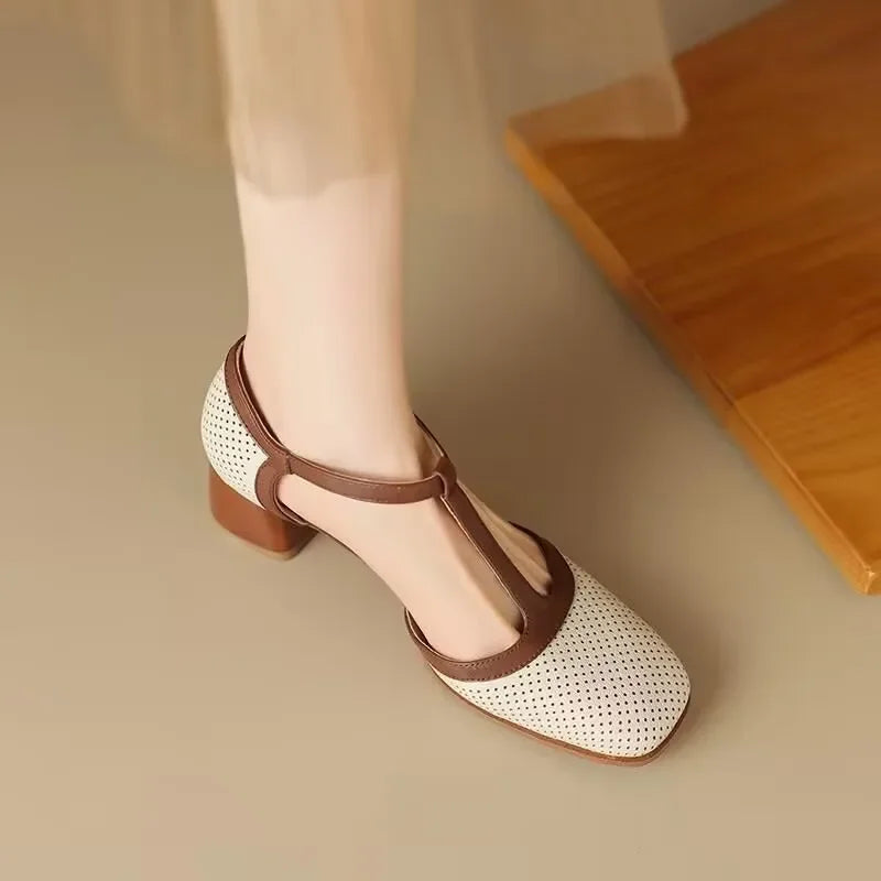Eliza | Cosy Perforated T-Strap Mary Jane Shoes