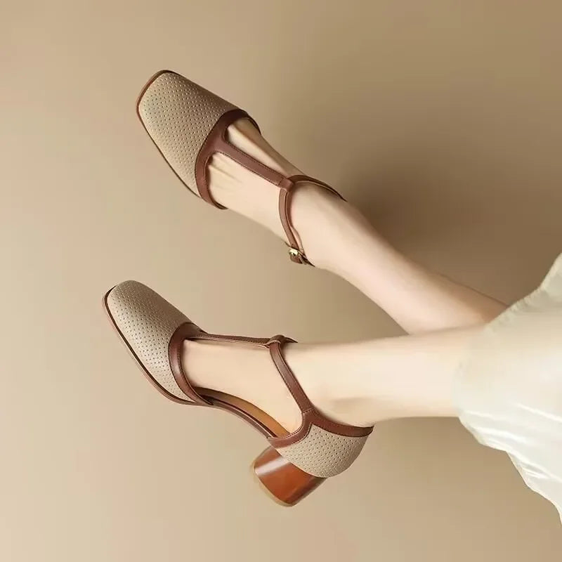 Eliza | Cosy Perforated T-Strap Mary Jane Shoes