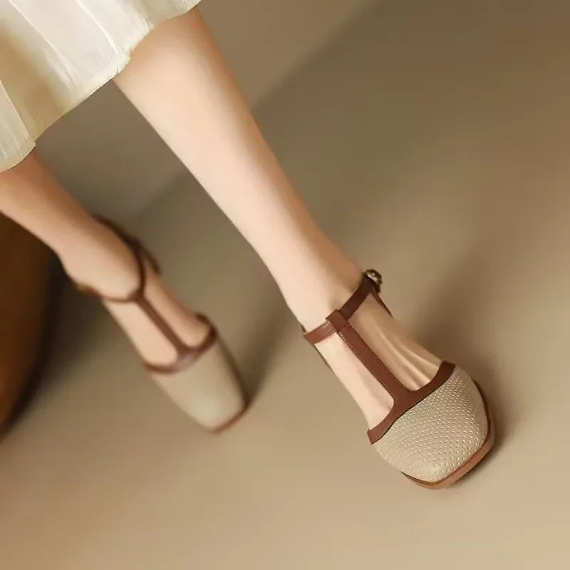 Eliza | Cosy Perforated T-Strap Mary Jane Shoes