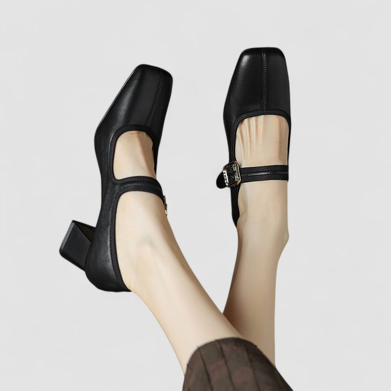 Elizabeth | Chic Chunky Strap Block Heel Mary Jane Shoes