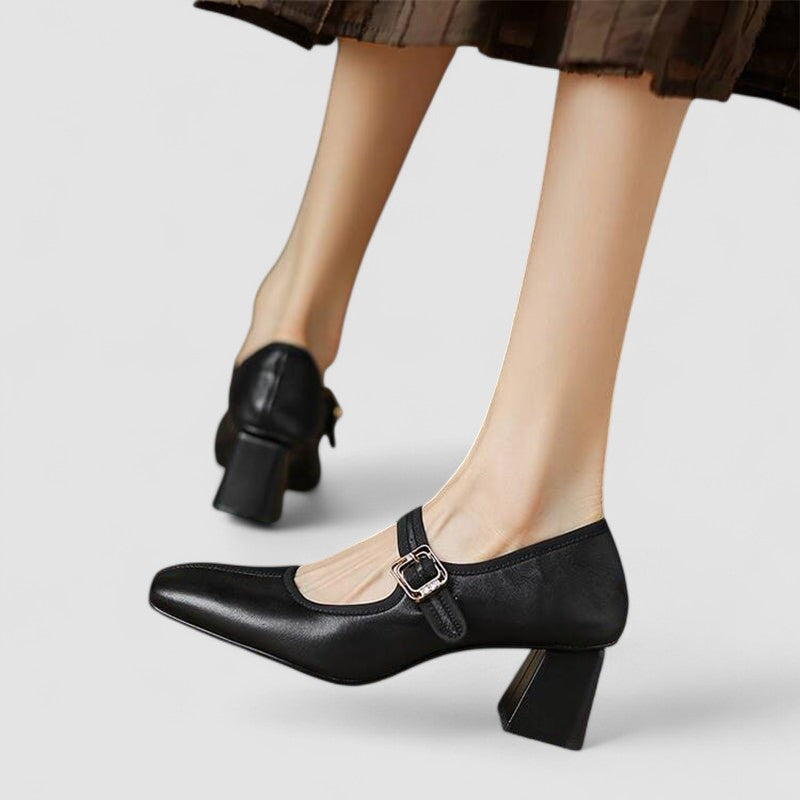 Elizabeth | Chic Chunky Strap Block Heel Mary Jane Shoes