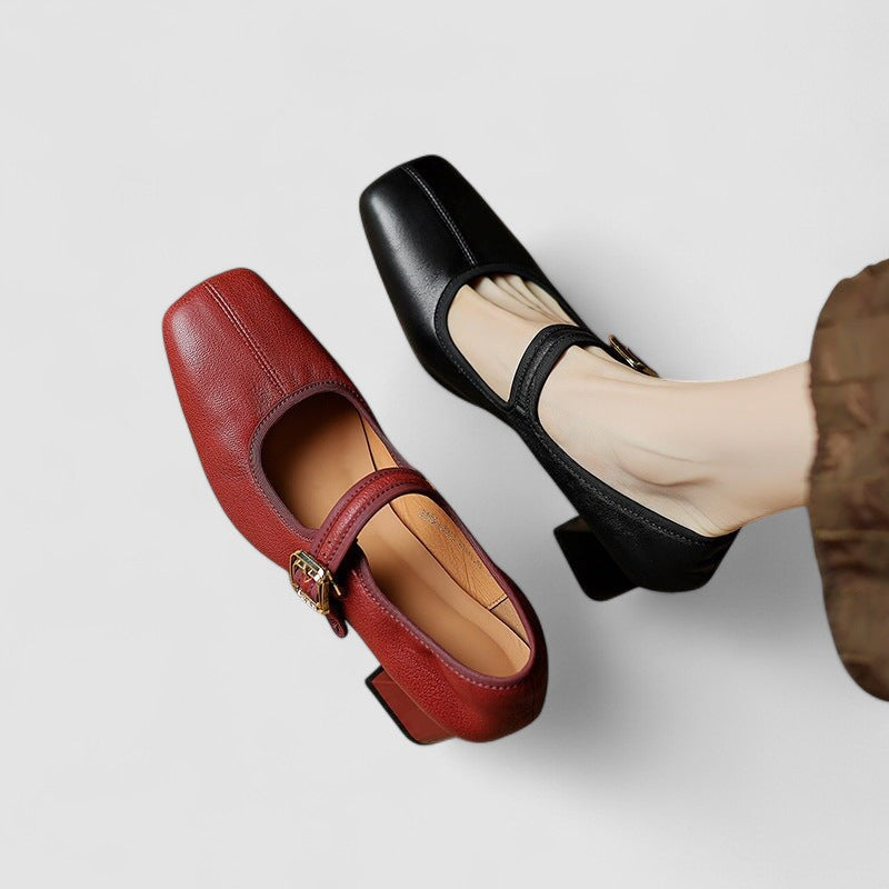 Elizabeth | Chic Chunky Strap Block Heel Mary Jane Shoes