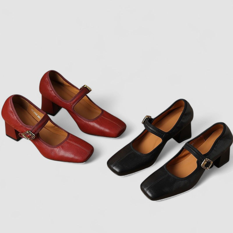 Elizabeth | Chic Chunky Strap Block Heel Mary Jane Shoes