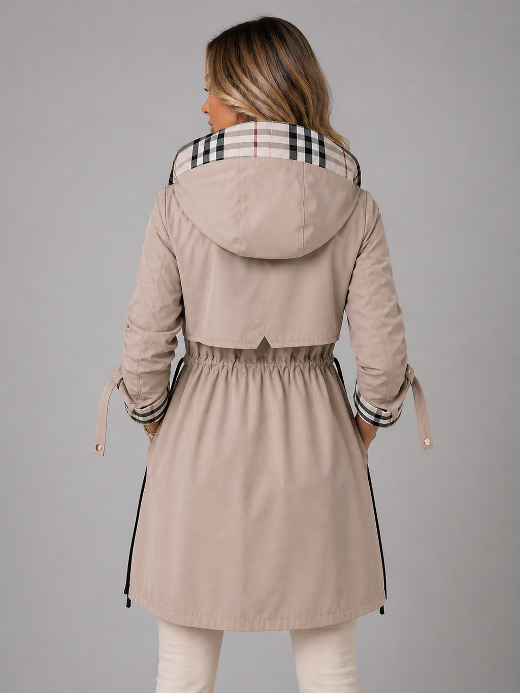Elizabeth | Polished Hooded Waterproof Jacket with Adjustable Waist