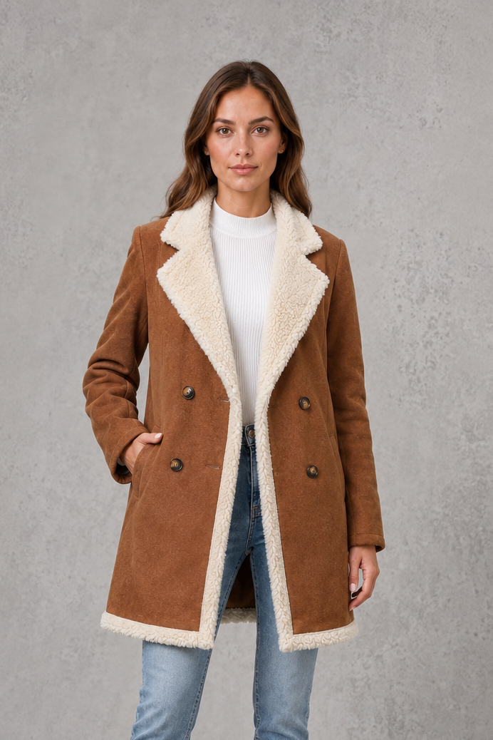 Ella | Cosy Double-Breasted Shearling Coat