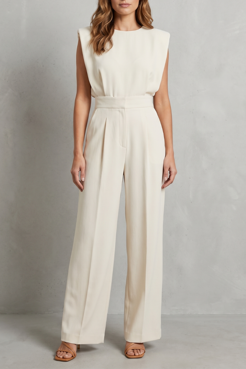 Ella | Cosy Tailored Wide-Leg Jumpsuit with Shoulder Detail