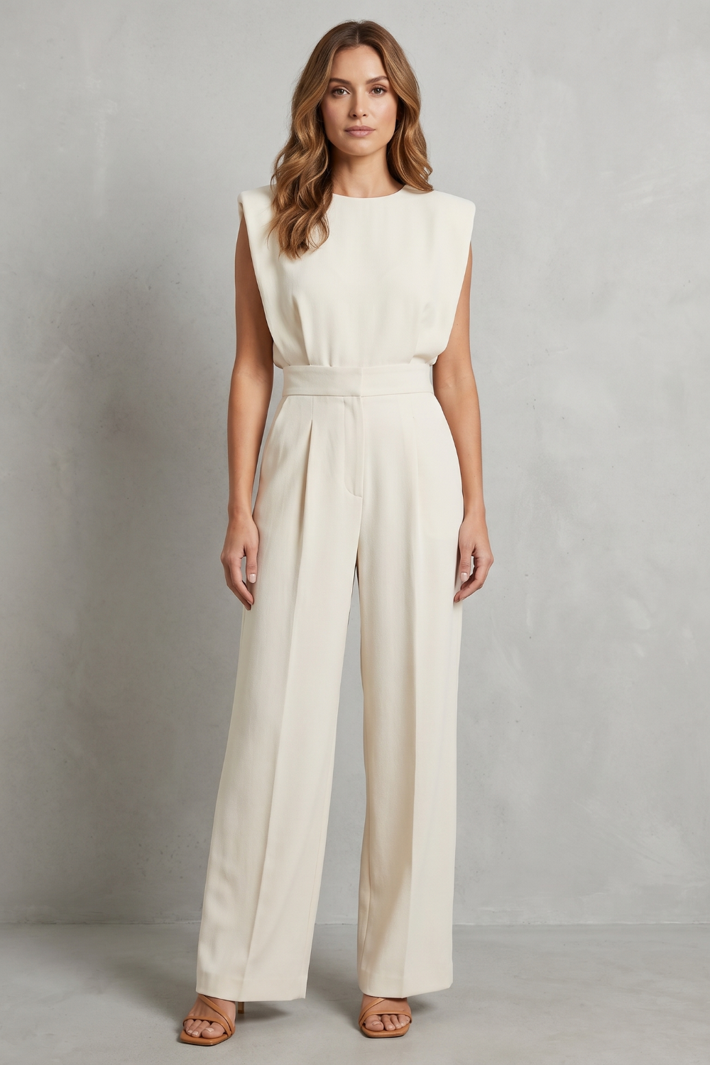 Ella | Cosy Tailored Wide-Leg Jumpsuit with Shoulder Detail