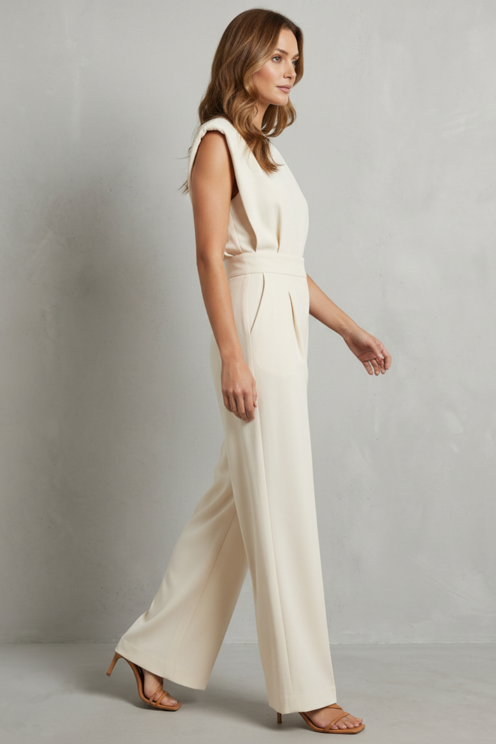 Ella | Cosy Tailored Wide-Leg Jumpsuit with Shoulder Detail