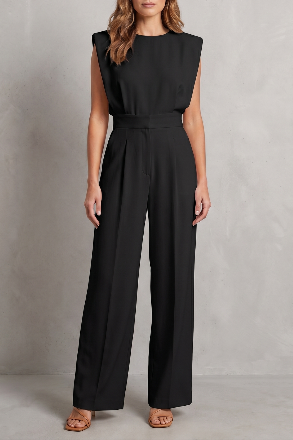 Ella | Cosy Tailored Wide-Leg Jumpsuit with Shoulder Detail