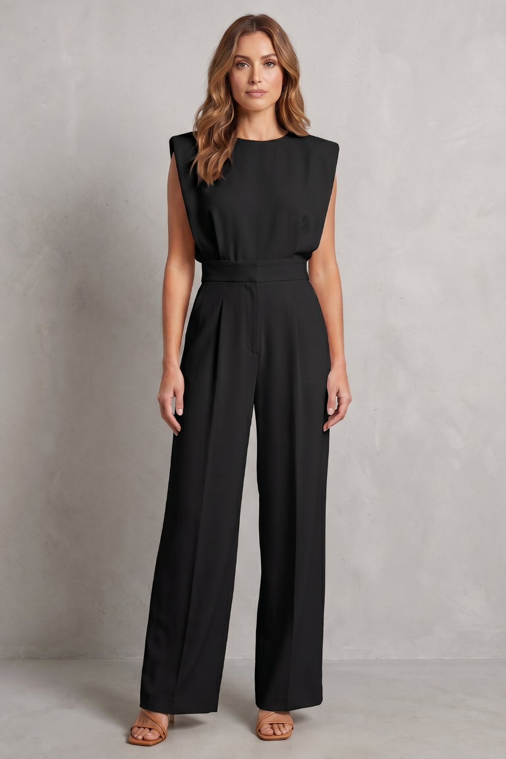 Ella | Cosy Tailored Wide-Leg Jumpsuit with Shoulder Detail