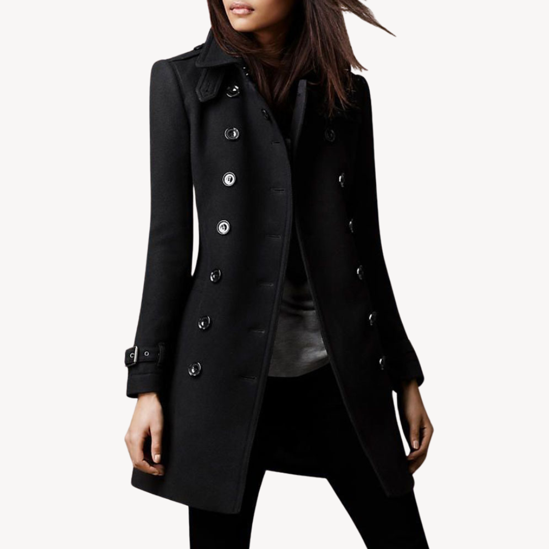 Ella | Effortless Double-Breasted Longline Pea Coat