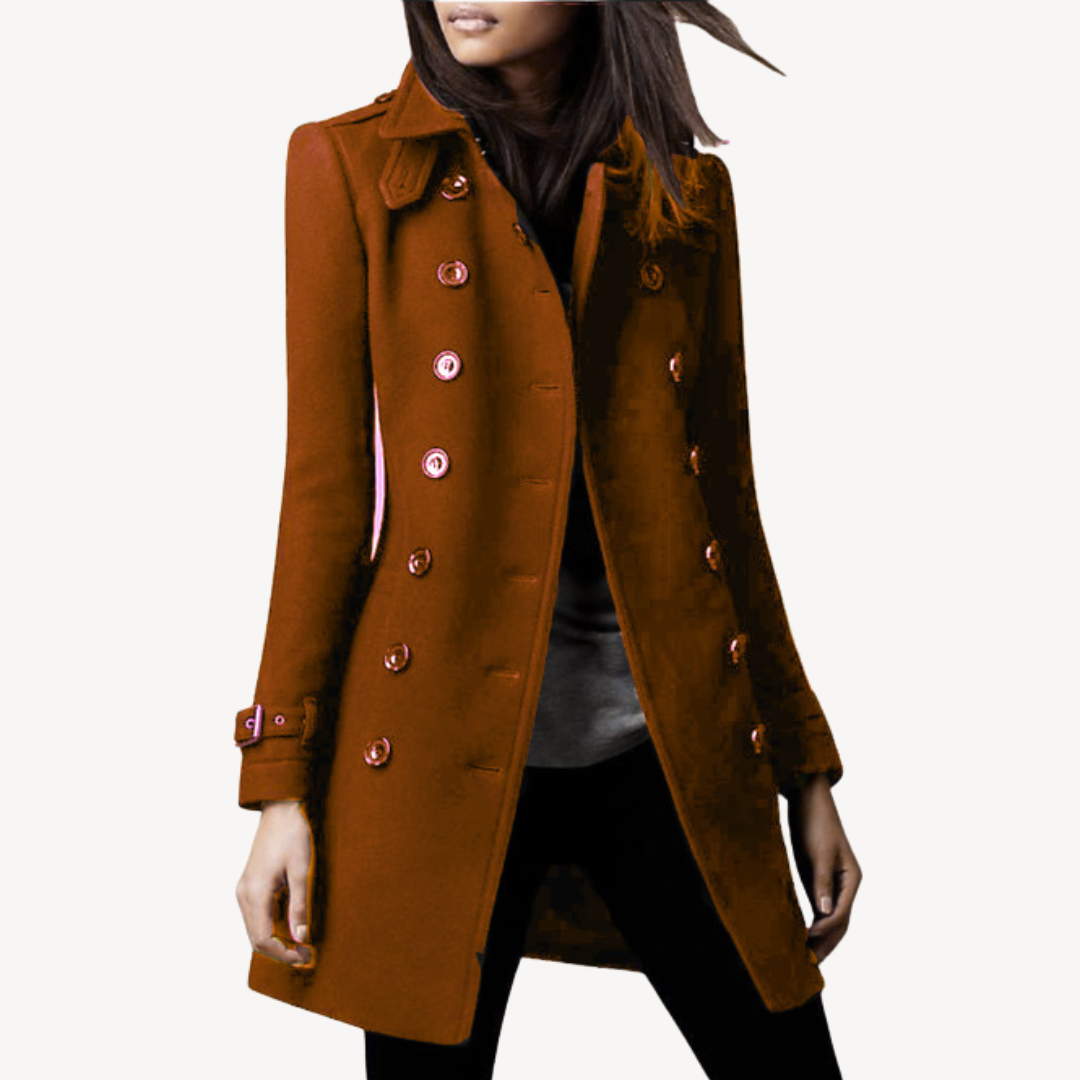 Ella | Effortless Double-Breasted Longline Pea Coat