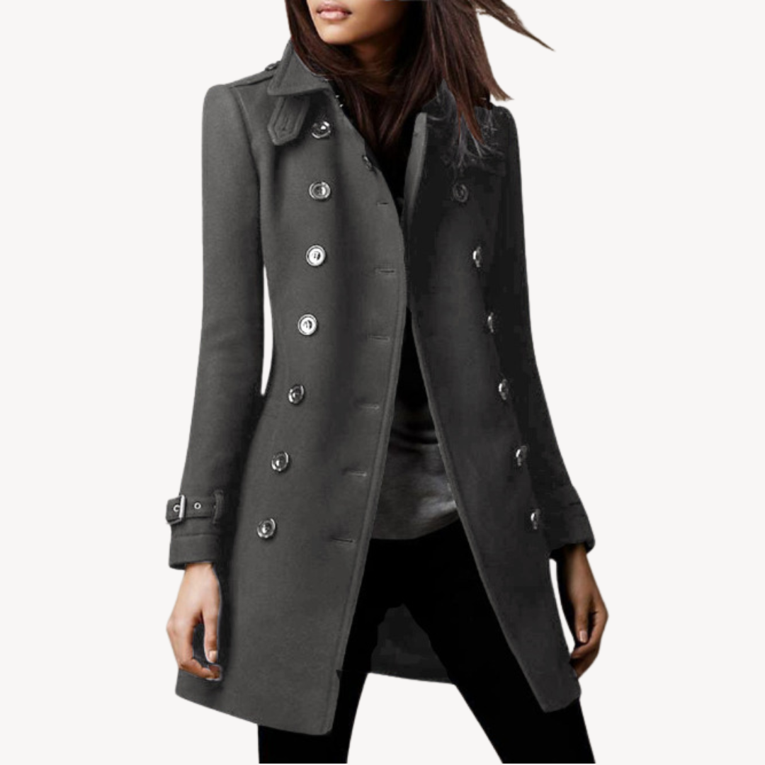 Ella | Effortless Double-Breasted Longline Pea Coat