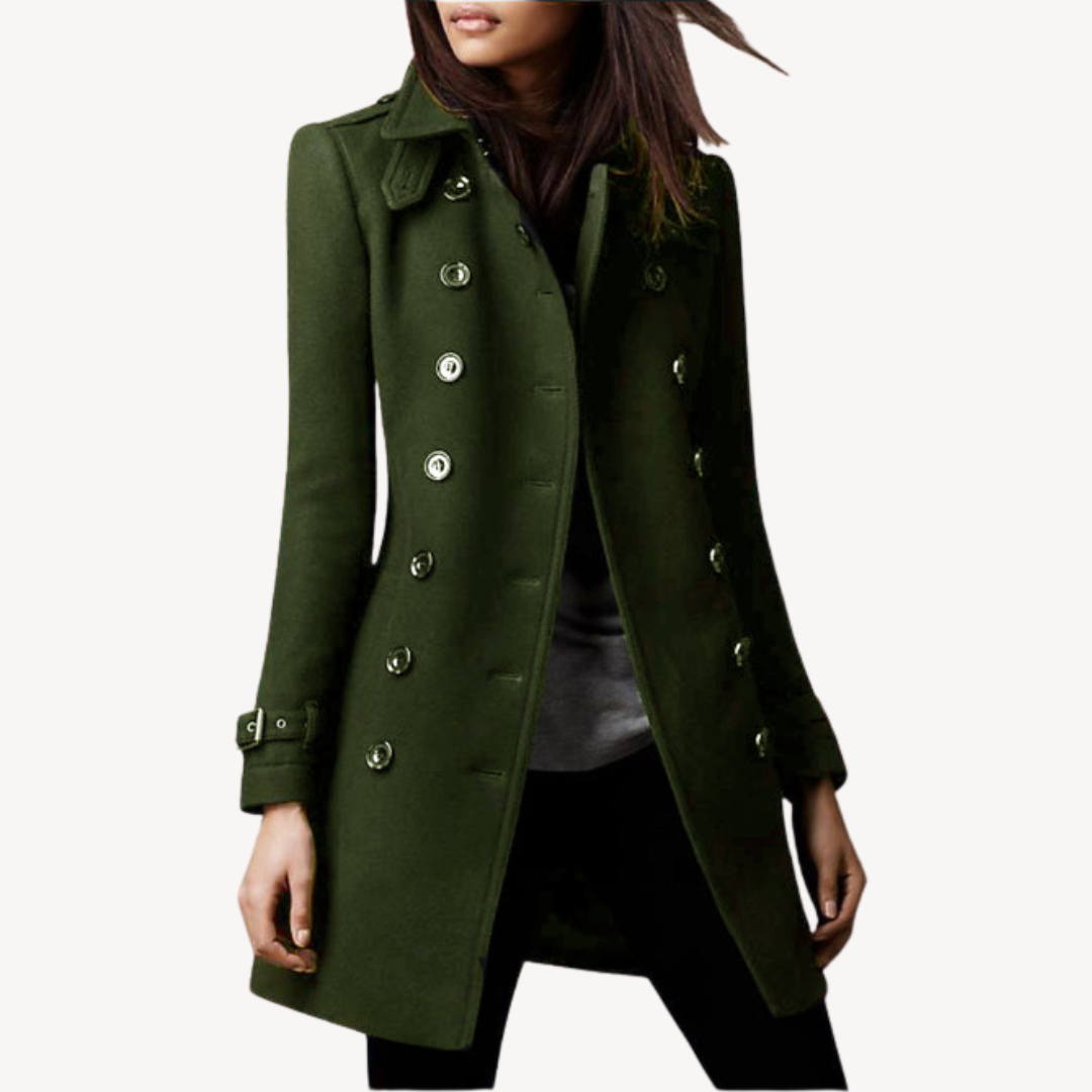 Ella | Effortless Double-Breasted Longline Pea Coat