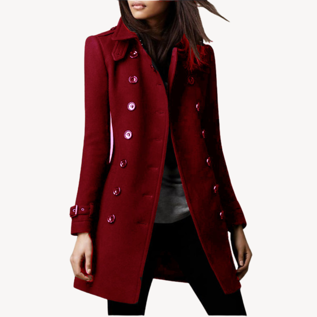 Ella | Effortless Double-Breasted Longline Pea Coat