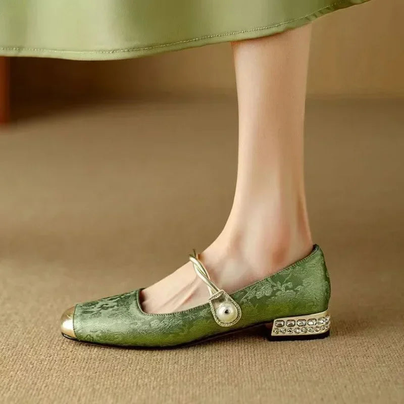 Ellie | Cosy Braided Pearl Strap Mary Jane Shoes
