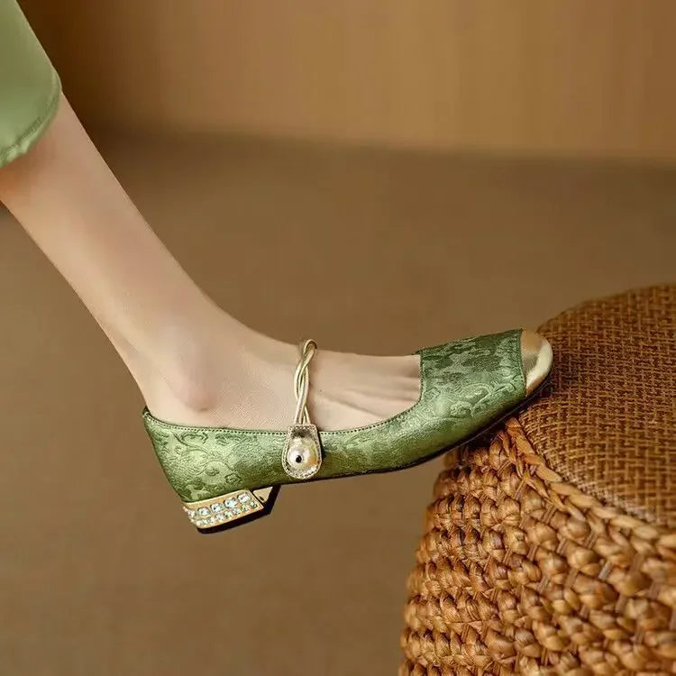 Ellie | Cosy Braided Pearl Strap Mary Jane Shoes