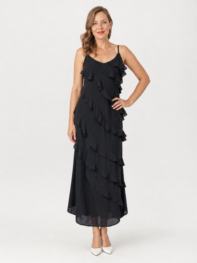 Ellie | Effortless Ruffle Tiered Christmas Dress Maxi