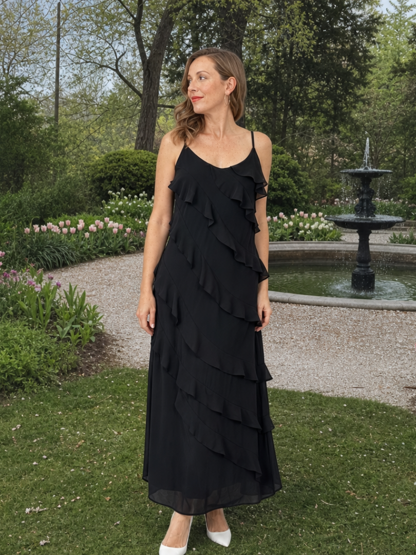 Ellie | Effortless Ruffle Tiered Christmas Dress Maxi