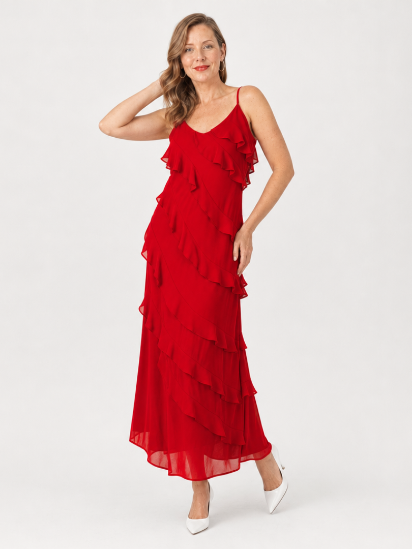 Ellie | Effortless Ruffle Tiered Christmas Dress Maxi