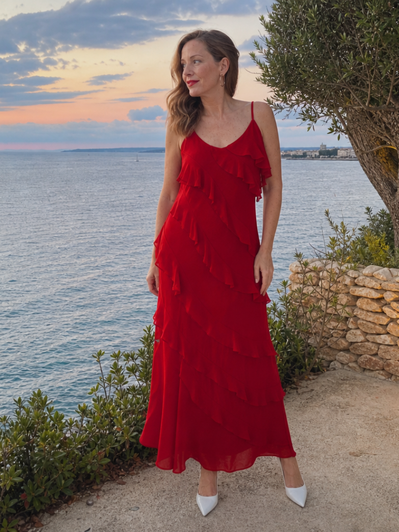 Ellie | Effortless Ruffle Tiered Christmas Dress Maxi