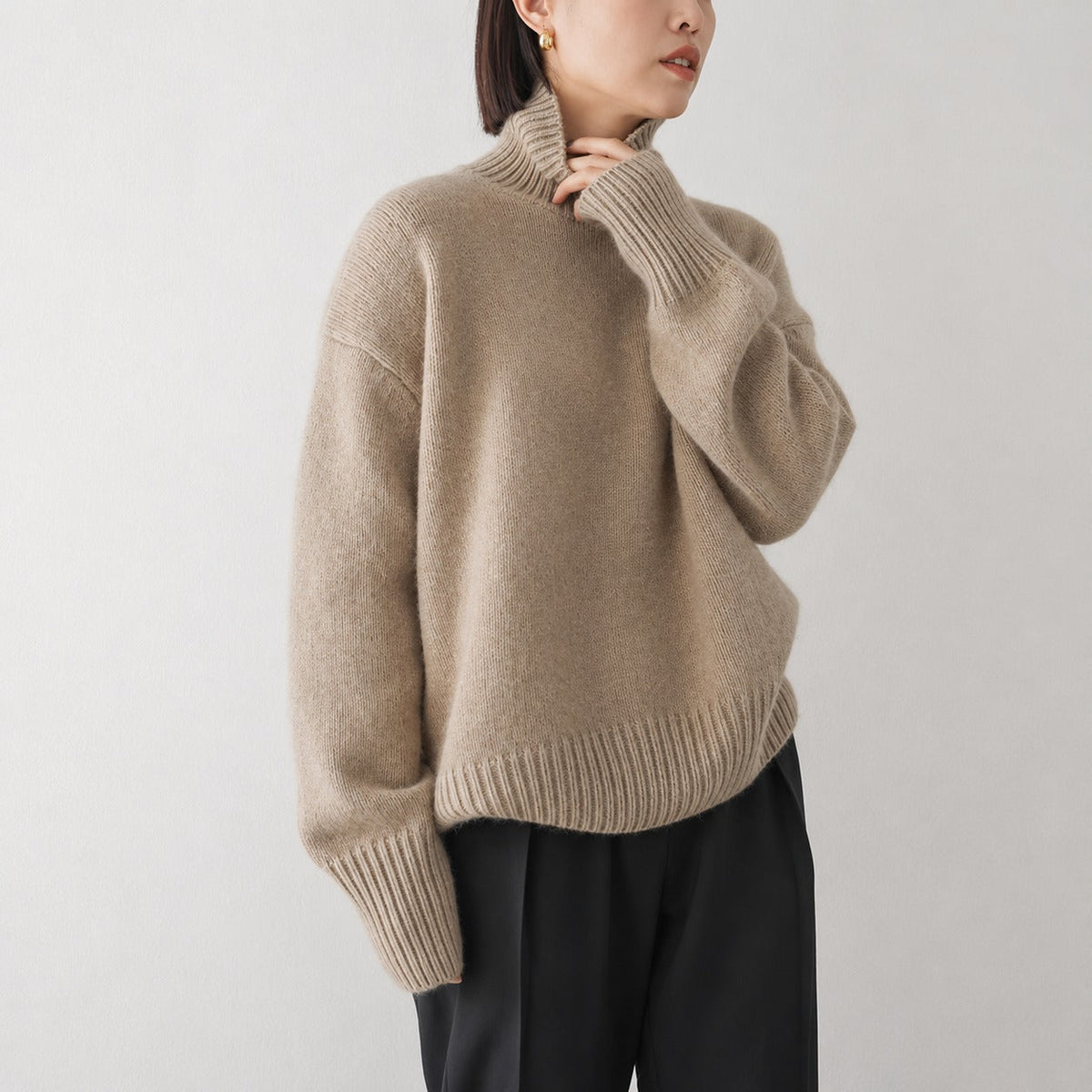 Ellie | Refined Oversized High Neck Womens Knit Jumper
