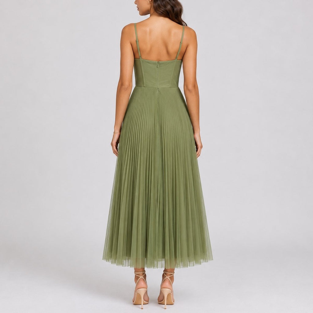 Ellie | Timeless Pleated Tulle Midi Christmas Dress