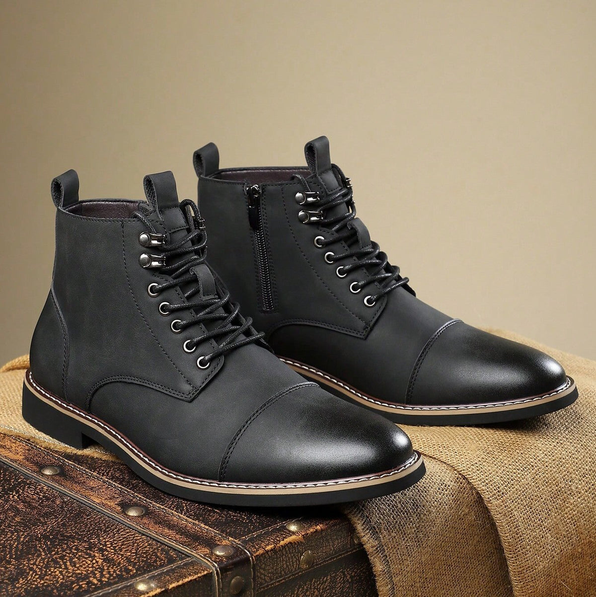 Ellis | Stylish Cap Toe Lace Up Mens Boots