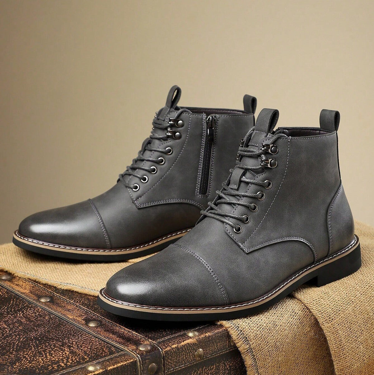 Ellis | Stylish Cap Toe Lace Up Mens Boots