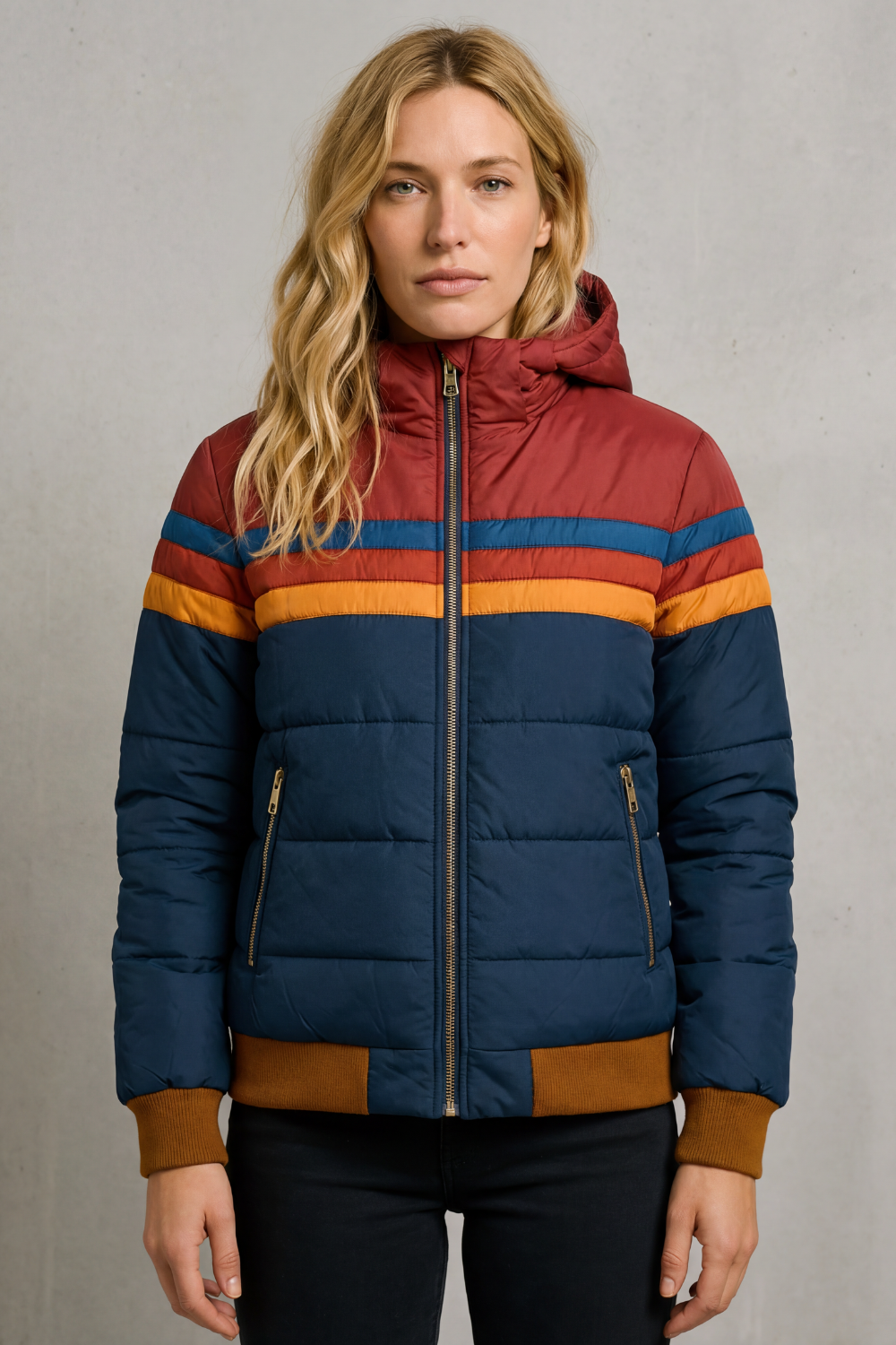 Elodie | Classic Striped Hooded Waterproof Jacket