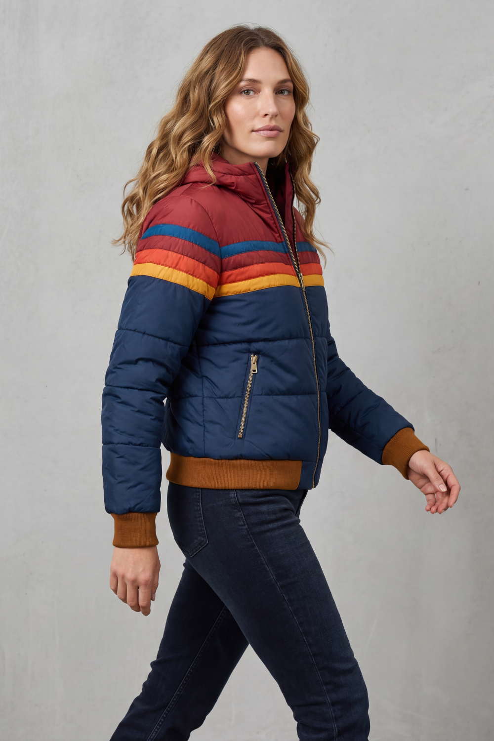 Elodie | Classic Striped Hooded Waterproof Jacket