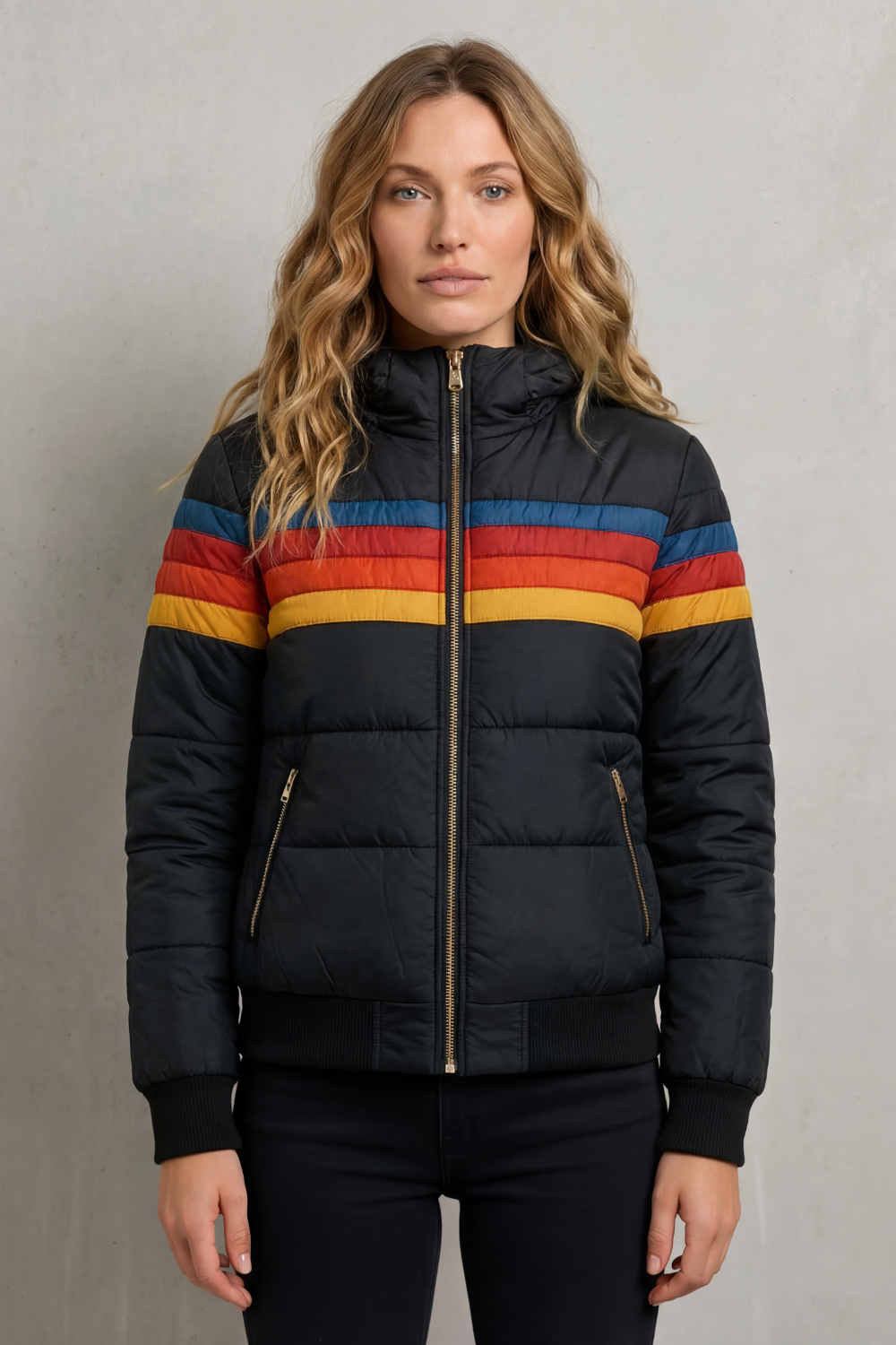 Elodie | Classic Striped Hooded Waterproof Jacket