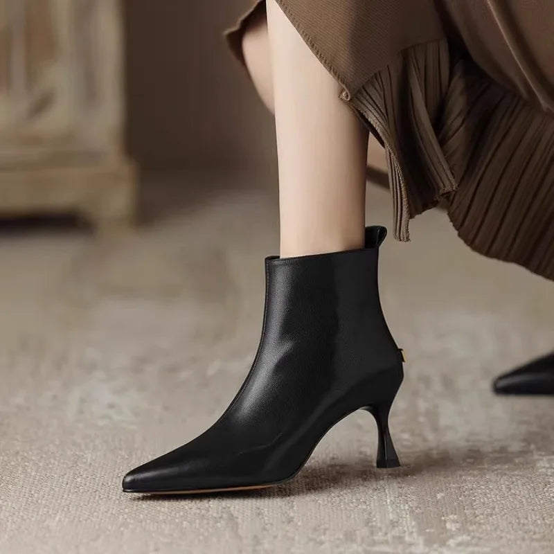 Elodie | Cosy Pointed Toe Kitten Heel Ankle Boots