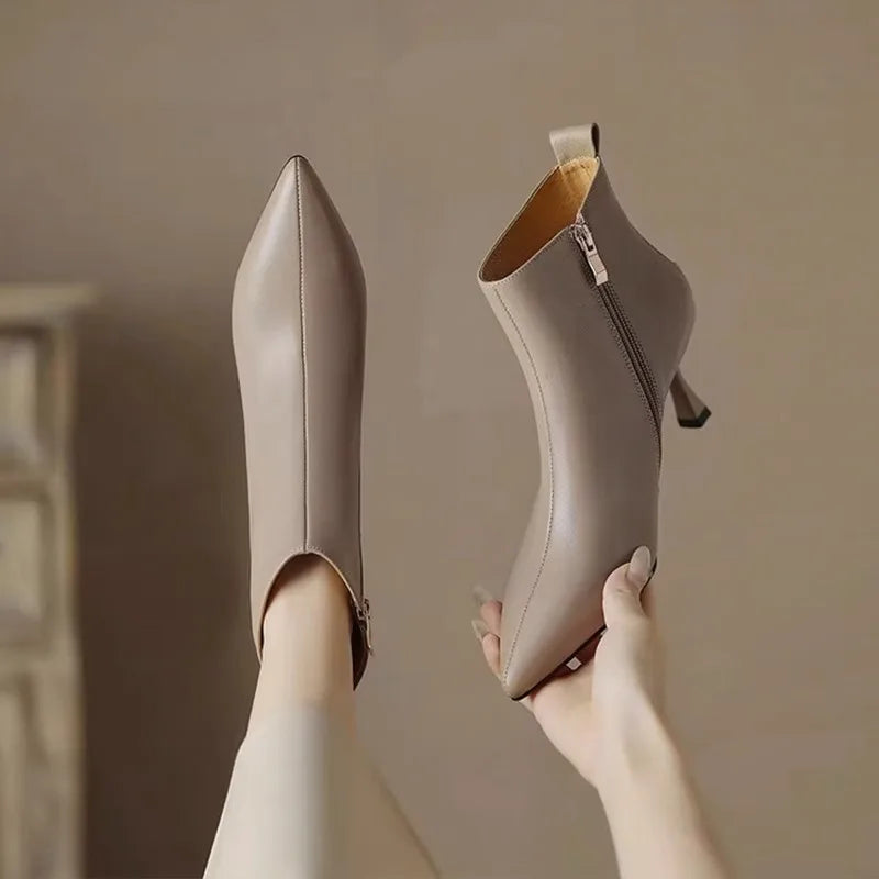 Elodie | Cosy Pointed Toe Kitten Heel Ankle Boots