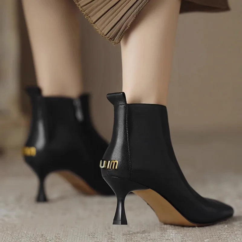Elodie | Cosy Pointed Toe Kitten Heel Ankle Boots