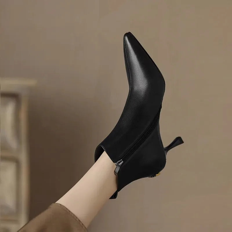 Elodie | Cosy Pointed Toe Kitten Heel Ankle Boots