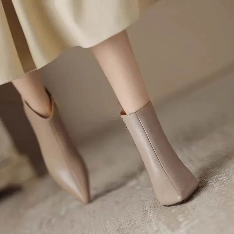 Elodie | Cosy Pointed Toe Kitten Heel Ankle Boots
