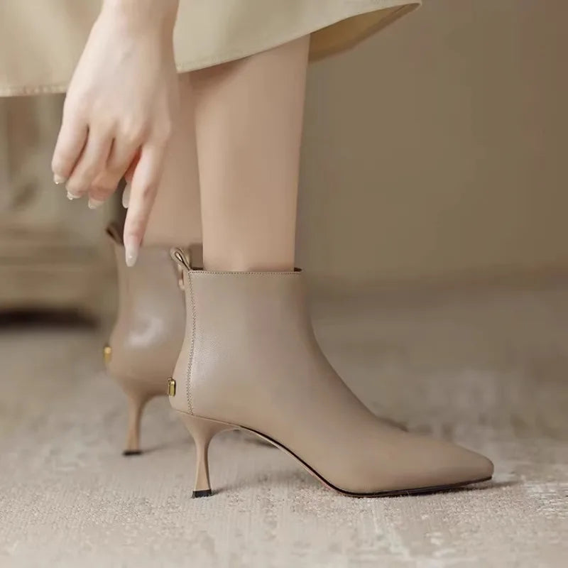 Elodie | Cosy Pointed Toe Kitten Heel Ankle Boots