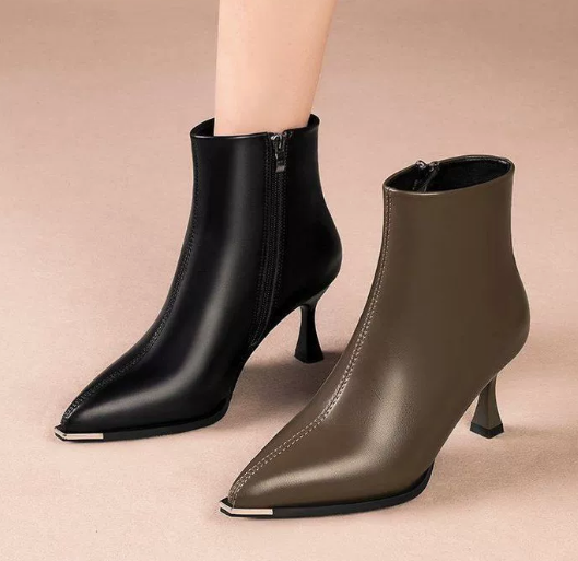 Elodie | Cosy Pointed Toe Kitten Heel Ankle Boots