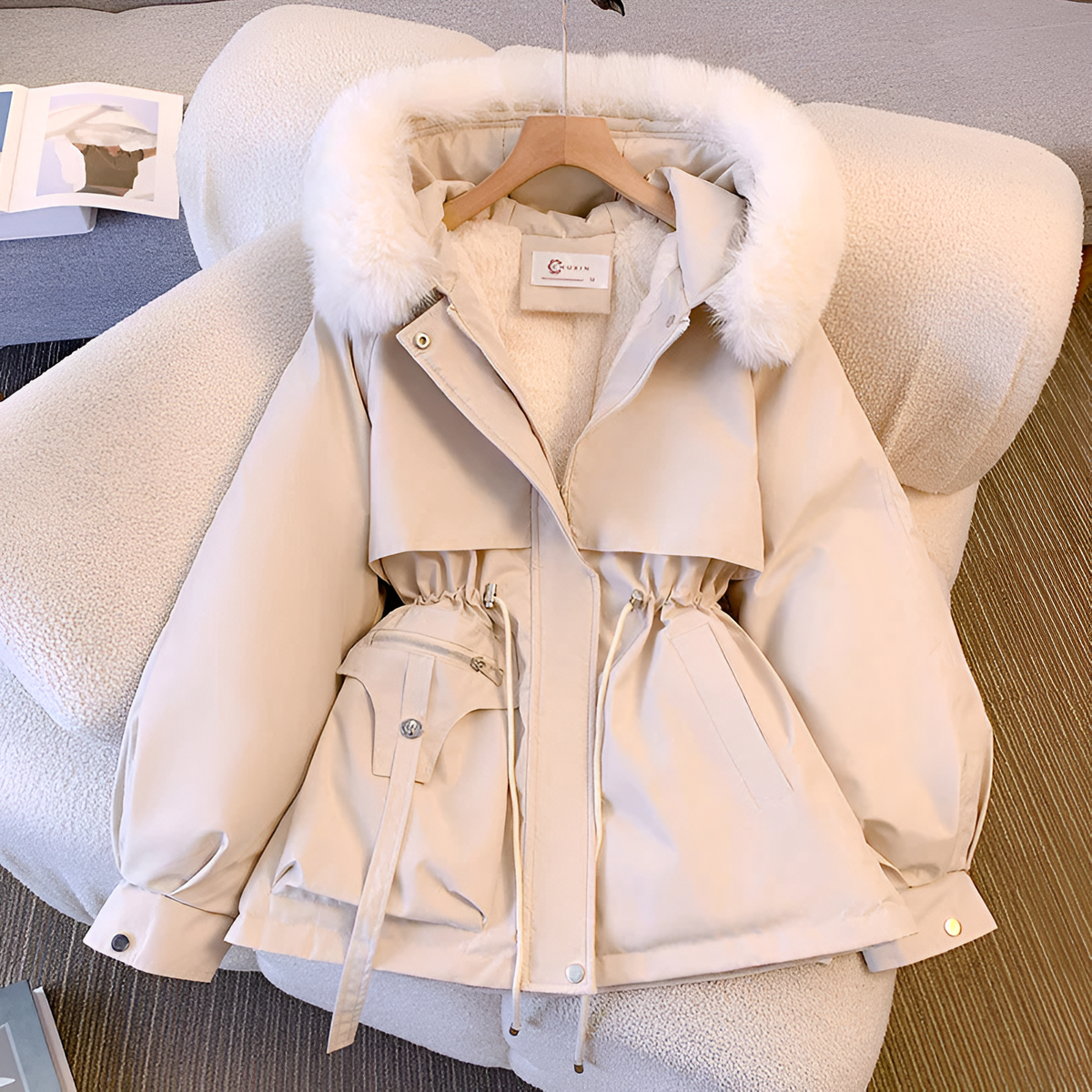 Elodie | Elegant Faux Fur Hooded Winter Parka Coat