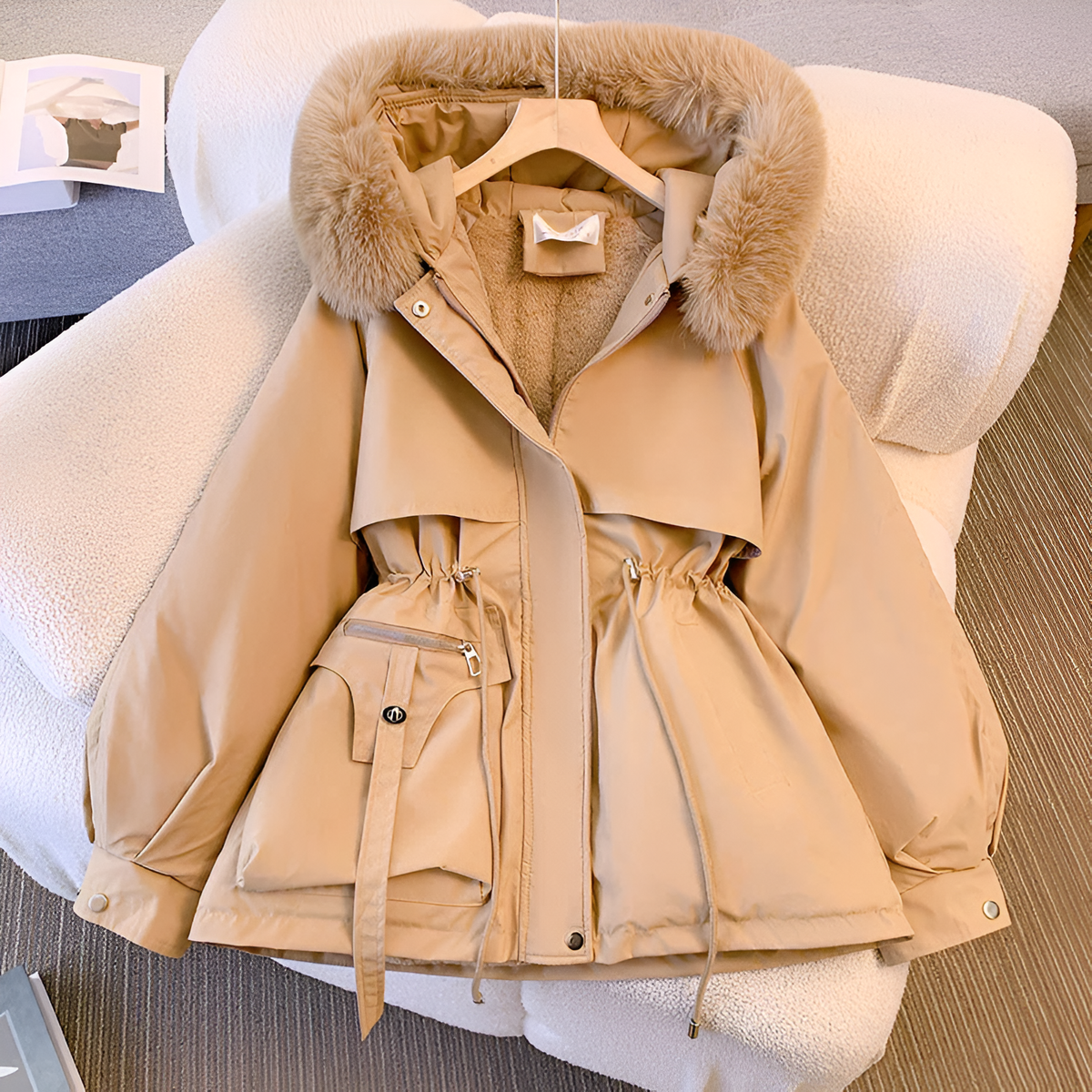 Elodie | Elegant Faux Fur Hooded Winter Parka Coat