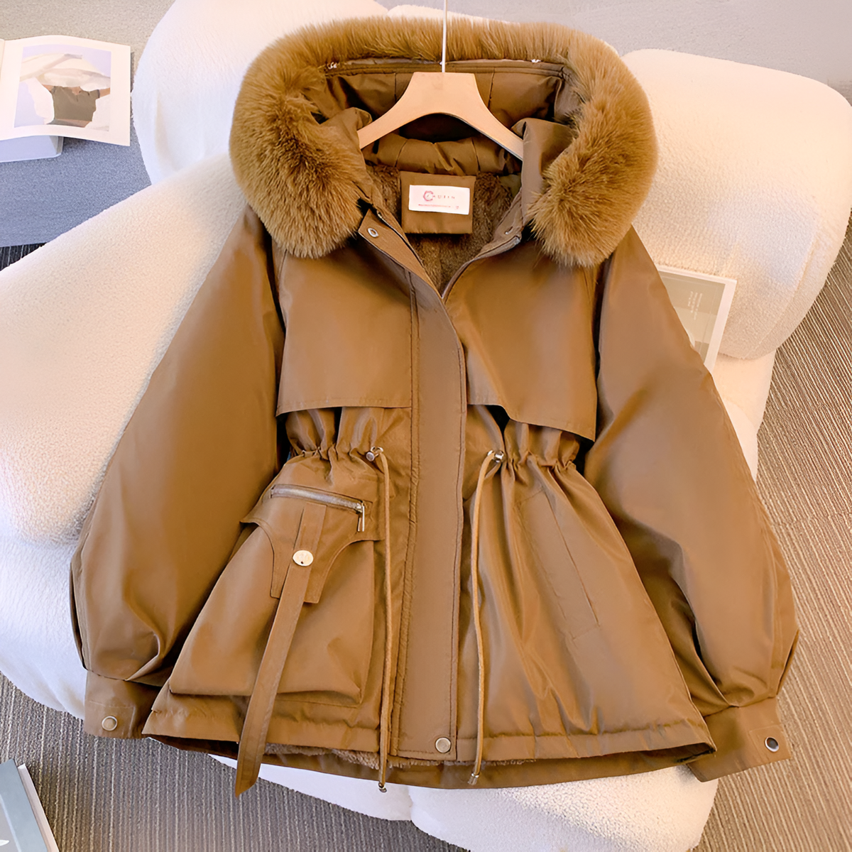 Elodie | Elegant Faux Fur Hooded Winter Parka Coat