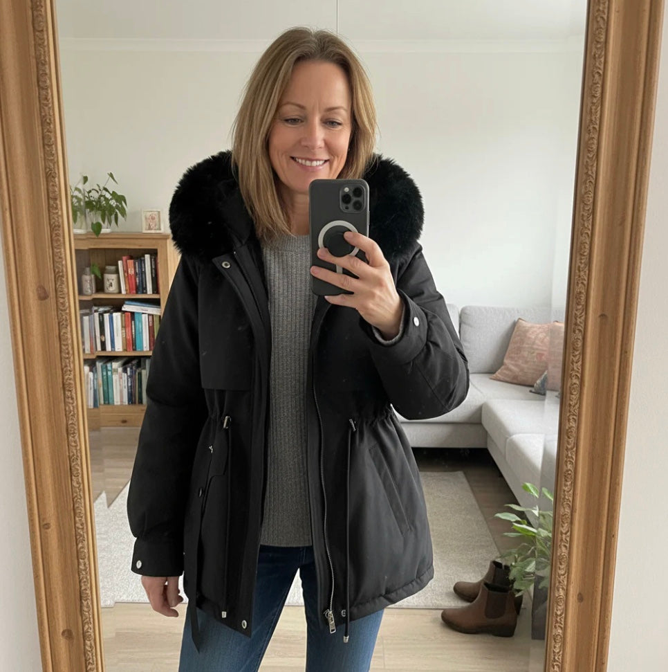 Elodie | Elegant Faux Fur Hooded Winter Parka Coat