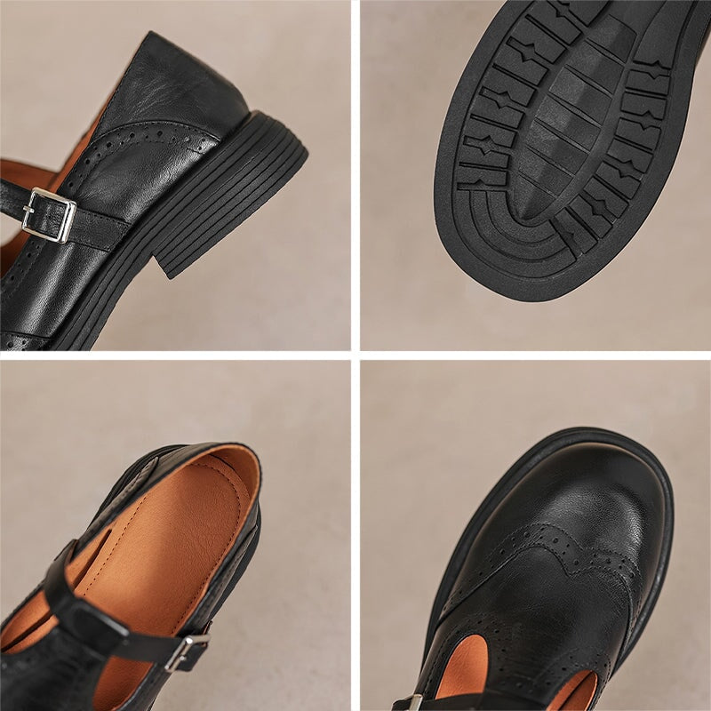 Eloise | Graceful Brogue Mary Jane T-Bar Flats